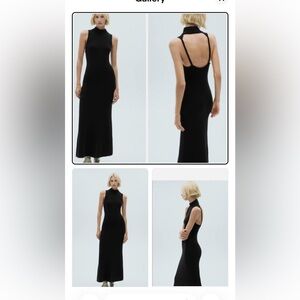 Mango Black Blackless Turtleneck Maxi Dress